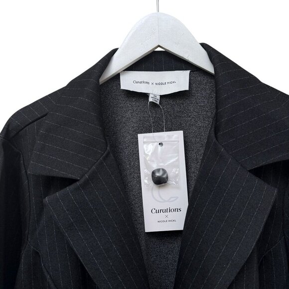 CURATIONS x Nicole Hickl Blazer Plus Size 2X Ponte Knit Black Pinstripe NWT - Picture 5 of 10